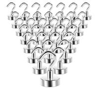 Anelueeoo 30 Pack Magnetic Hooks Heavy Duty Strong Neodymium Magnet Hooks, Strong Magnetic Hook for Fridge, Cruise, Magnets with Hook for Kitchen, Hanging, Garage, Grill