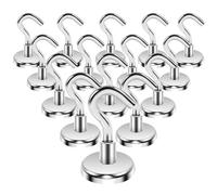 Anelueeoo 6 Pack Magnetic Hooks 32mm Heavy Duty Strong Neodymium Magnet Hooks, Strong Magnetic Hook for Fridge Cruise, Magnets with Hook for Kitchen, Hanging, Grill, Garage