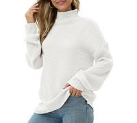 Anelune Women's Turtleneck Sweaters Oversized Lightweight Long Sleeve Pullover Loose Chunky White Knit Jumper Tops