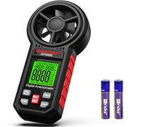Anemometer Air Flow Meter HVAC 4 in 1 Wind Speed Meter CFM CMM Digital Air Velocity Tester, Handheld Wind Gauge with Temp & Humidity LCD for Ventilation Duct Industrial Outdoor Home Use YOJOCK