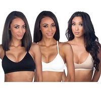Anemone Basic V-Neck Seamless Bralette, Black, White, Nude, One Size