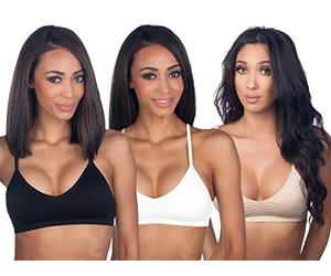 Anemone Basic V-Neck Seamless Bralette, Black, White, Nude, One Size