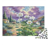 Anemone Cardboard White Anemones in Countryside Field Premium Jigsaw Puzzle for Seniors Brain Training 52x38cm/1000pcs