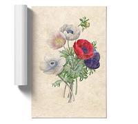 Anemone Flowers by Pierre-Joseph Redoute Design | Unframed Wall Art Print | Ready to Frame Poster | Modern Home Decor Picture | Artwork for Living Room, Bedroom or Office | A4 (21x29.7 cm)