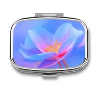 Anemone Petal with Soft Blue Abstract Pill Box 2 Compartment Portable Medicine Pill Case Travel Pill Organizer for Pocket Purse