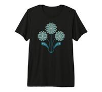 Anemone Retro Vintage Mid-Century Modern Flowers Teal Blue Premium T-Shirt