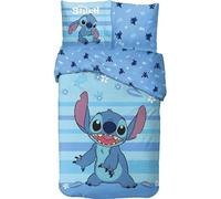 anemone Stitch Bedding Set, Disney Duvet Cover 140 x 200 cm + Pillowcase 65 x 65 cm, 100% Cotton (Light Blue)