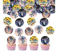 Anemowind 40 Pcs Eedible Stitches Cartoon Cupcake Topper Experiment 626 Cake Decoration Kind's Birthday caketopper