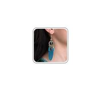 Aneneiceera Boho Blue Feather Earrings Vintage Tribal Feather Tassel Earring Silky Tassel Leaf Earrings Indian Ethnic Earrings Jewelry for Women (Blue B)
