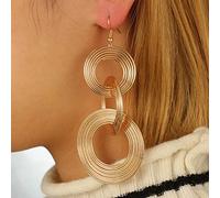Aneneiceera Boho Circle Earrings Gold Multilayer Geometric Metal Hoop Earrings Retro Circle Dangle Earrings Statement Nightclub Prom Earrings Jewelry for Women and Girls(Gold)