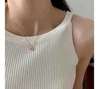 Aneneiceera Boho Circle Pendant Necklace Choker Gold Simple Geometric Choker Chain Retro Necklace Ring Clavicle Chain Jewelry for Women and Girls (Gold)