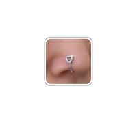 Aneneiceera Boho Crystal Heart Nose Ring Hoop Silver Cz Heart Nose Ring Stud Small Nose Studs Tiny Piercing Nose Hoop Nose Piercing Jewelry for Women (Silver with crystal)