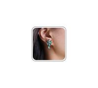 Aneneiceera Boho Emerald Flower Stud Earrings Cluster Green Rhinestone Earrings Vintage Green Gemstone Earrings Green Emerald Flower Earrings Jewelry for Women (Green B)