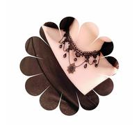 Aneneiceera Boho Flower Lace Choker Necklace Tassel Black Teardrop Necklace Choker Gothic Droplet Crystal Collar Necklace Retro Vintage Necklace Chain Jewelry Gifts for Women and Girls(Black G)