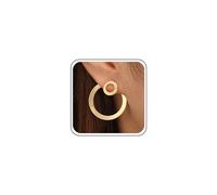 Aneneiceera Boho Geometric Circle Hoop Dangle Earrings Stud Gold Statement Round Drop Earrings Lightweight Circle Front and Back Earrings Hollow Round Prom Earrings Jewelry for Women and Girls