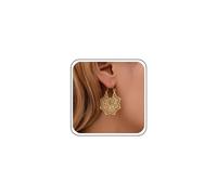 Aneneiceera Boho Mandala Flower Earrings Gold Drop Dangle Earrings Retro Tribal Dangle Earrings Statement Nightclub Prom Ethnic Hoop Earrings Jewelry for Women and Girls(Gold)