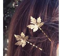 Aneneiceera Boho Maple Leaf Hair Clip Vintage Gold Maple Leaf Hair Pin Retro Hair Barrette Bride Hair Bobby Pins Wearing Hair Clamps Wedding Hair Accessories for Women and Girls 2Pcs(Leaf C)