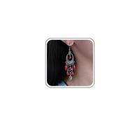 Aneneiceera Boho Red Tassel Bead Earrings Tiny Bead Fringe Drop Earring Tribal Beads Tassel Earring Long Fringe Earrings Jewelry for Women (Red)