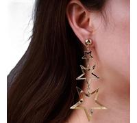 Aneneiceera Boho Star Drop Earrings Tassel Star Earrings Gold Triple Star Dangle Earrings Big Meteor Lucky Star Pentagram Dangle Earrings Punk Statement Hollow Star Earrings for Women and Girls