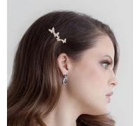 Aneneiceera Crystal Butterfly Hair Clip Gold Hair Barrette One word Clip Rhinestones Hair Pin Headpieces Decorative Hair Pins Headwear Bride Hair Accessories for Women and Girls (Gold)