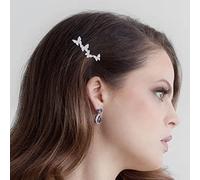 Aneneiceera Crystal Butterfly Hair Clip Silver Hair Barrette One word Clip Rhinestones Hair Pin Headpieces Decorative Hair Pins Headwear Bride Hair Accessories for Women and Girls (Silver)