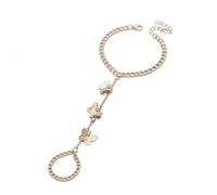 Aneneiceera Punk Butterfly Finger Bracelet Butterfly Slave Chain Bracelet Gold Ring Chain Bracelets Vintage Curb Chain Bracelets Hand Chain Jewelry for Women (Gold)