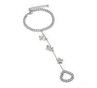 Aneneiceera Punk Butterfly Finger Bracelet Butterfly Slave Chain Bracelet Gold Ring Chain Bracelets Vintage Curb Chain Bracelets Hand Chain Jewelry for Women (Silver)