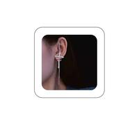 Aneneiceera Punk Crystal Cross Ear Cuff Earrings Silver Long Sword Drop Earring Gothic Cz Cross Dangle Earring Rhinestone Cross Chain Earrings Jewelry for Women