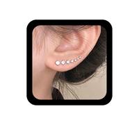 Aneneiceera Silver Boho Crystal Earring Climbers Rhinestone Studs Vintage Cluster Cz Earrings for Women