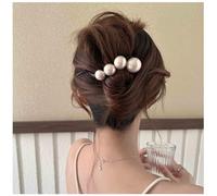 Aneneiceera Vintage Acrylic Banana Clips Resin Black Hair Barrette Pearl Banana Comb Hair Clip Pin Thin Clincher Clips French Ponytail Holder Grips Clamp Accessories for Women (Pearl)