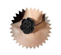 Aneneiceera Vintage Black Lace Flower Choker Necklace Long Black Silky Necklace Retro Lace Wrap Gothic Black Lace Camellia Necklace Halloween Cosplay Necklace Chain Jewelry for Women and Girls (Short)