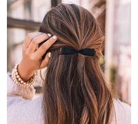 Aneneiceera Vintage Black Silk Bow Hair Clip Silk Bow Hair Barrette Chiffon Hair Bow Clip Tulle Bowknot Clips French Bowknot Headpieces Decorative Hair Accessories for Women and Girls (Black)