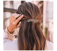 Aneneiceera Vintage Crystal Leaf Hair Clip Gold Rhinestone Leaf Hair Barrettes Cz Clips Rhinestone Hair Pin Headpieces Decorative Bobby Pins Wedding Hairs Accessories for Women (Champagne)