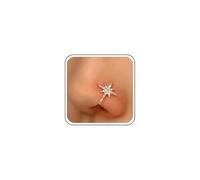 Aneneiceera Vintage Crystal North Star Nose Ring Hoop Gold Rhinestone Star Nose Rings Stud Tiny Nose Screw Studs Ring Boho Cz No Piercing Nose Hoop Clip on Nose Rings Jewelry for Women (Gold)