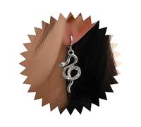 Aneneiceera Vintage Crystal Snake Dangle Earrings Silver Snake Huggie Hoop Earrings Cz Serpent Earrings Punk Halloween Snake Earrings Jewelry for Women and Girls (Silver)
