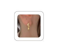 Aneneiceera Vintage Crystal Star Moon Earrings Gold Tiny Crescent Star Dangle Earrings Cz Moon Stud Earrings Boho Celestial Stars Earrings Jewelry for Women (Gold)