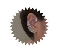 Aneneiceera Vintage Crystal Wing Cuff Wrap Ear Climber - Silver CZ Rhinestone Crawler Earrings - Punk Clip Jewelry for Women and Girls (Right)