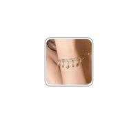 Aneneiceera Vintage Layered Blue Crystal Bracelet Dangle Sapphire Bracelets Gold Chain Bracelets Conch Shell Bracelet Hand Chain Jewelry for Women 2Pcs