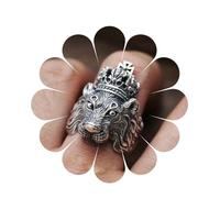Aneneiceera Vintage Lion Head Rings Silver Metal Lion Rings Thick Heavy Lion Ring Punk Gothic Half Open Ring Jewelry for Women