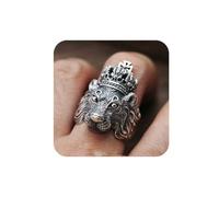Aneneiceera Vintage Lion Head Rings Silver Metal Lion Rings Thick Heavy Lion Rings Punk Half Open Rings Gothic Animal Rings Hand Jewelry for Women