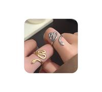 Aneneiceera Vintage Long Snake Ring Gold Spiral Snake Ring Snake Opening Finger Ring Punk Reptile Serpent Ring Adjustable Statement Ring Jewelry for Women (Gold)