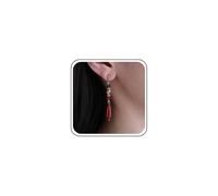 Aneneiceera Vintage Long Teardrop Red Earrings Ruby Stone Dangle Earring Ruby Gem Drop Earring Retro Gemstone Earrings Jewelry for Women (Red A)