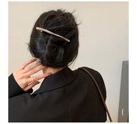 Aneneiceera Vintage Long Tube Bar Hair Clip Barrette Silver Bar Hair Barrette Clamp Minimal Metal Glossy Stick Barrettes Clips Decorative Hair Accessories for Women (Silver)