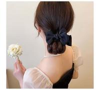Aneneiceera Vintage Mesh Bow Hair Claw Clip Fabric Ponytail Jaw Clip Black Bowtie Claw Barrette Black Mesh Banana Clip Barrette Bowknot Buckle Clip Hair Accessories for Women (Black)