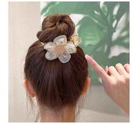 Aneneiceera Vintage Mesh Flower Hair Claw Clip Daisy Flower Ponytail Jaw Clip Nonslip Claw Barrette Mesh Banana Clip Barrette Large Flower Buckle Clip Hair Accessories for Women (Champagne)