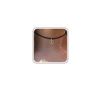 Aneneiceera Vintage Peace Leather Choker Necklace Silver Circle Peace Pendant Necklace Geometric Circle Necklace Retro Hippie Leather Necklace Chain Jewelry for Women