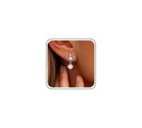 Aneneiceera Vintage Tiny Cz Angel Wing Stud Earrings Silver Round Crystal Dangle Earring Small Pearl Earring Retro Crystal Bow Stud Earrings Jewelry for Women