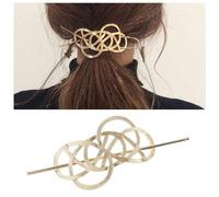 Aneneiceera Vintage Viking Celtic Hair Clip Gold Celtic Knot Hair Slide Barrette Long Hair Barrette Pin Metal Bun Holder Decorative Hair Accessories for Women and Girls
