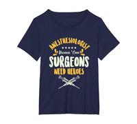 Anesthesiologist Surgeon Anesthesia Anesthesiology Surgery T-Shirt, Women's Plus, Navy Blue, 2X