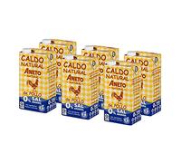 Aneto 100% Natural - Chicken Broth 0% Salt - Box of 6 Units of 1 Litre